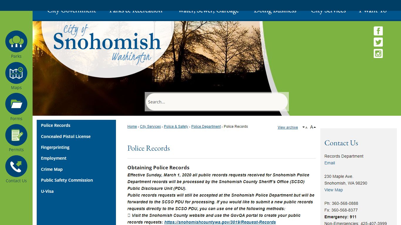 Police Records | Snohomish, WA - Official Website